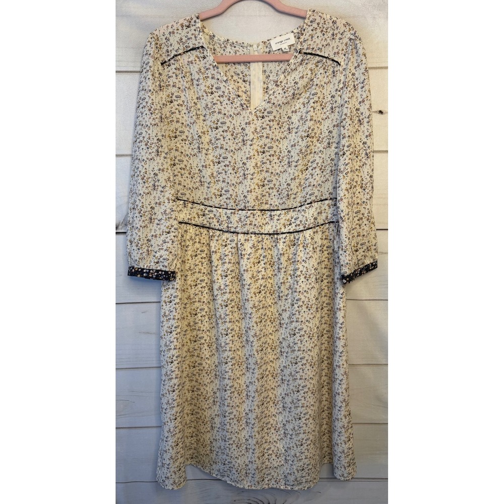 Orange Creek Floral V-Neck Midi Dress Cream Ditsy Boho ID60083 Womens Medium